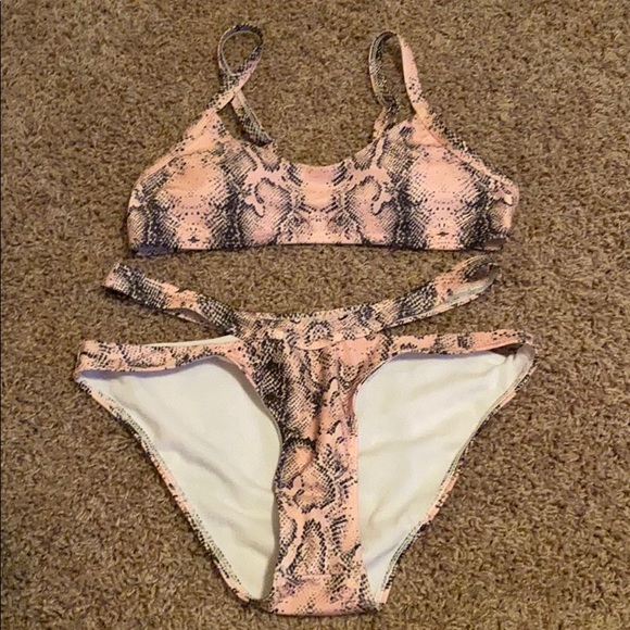 pink snake print swimsuit